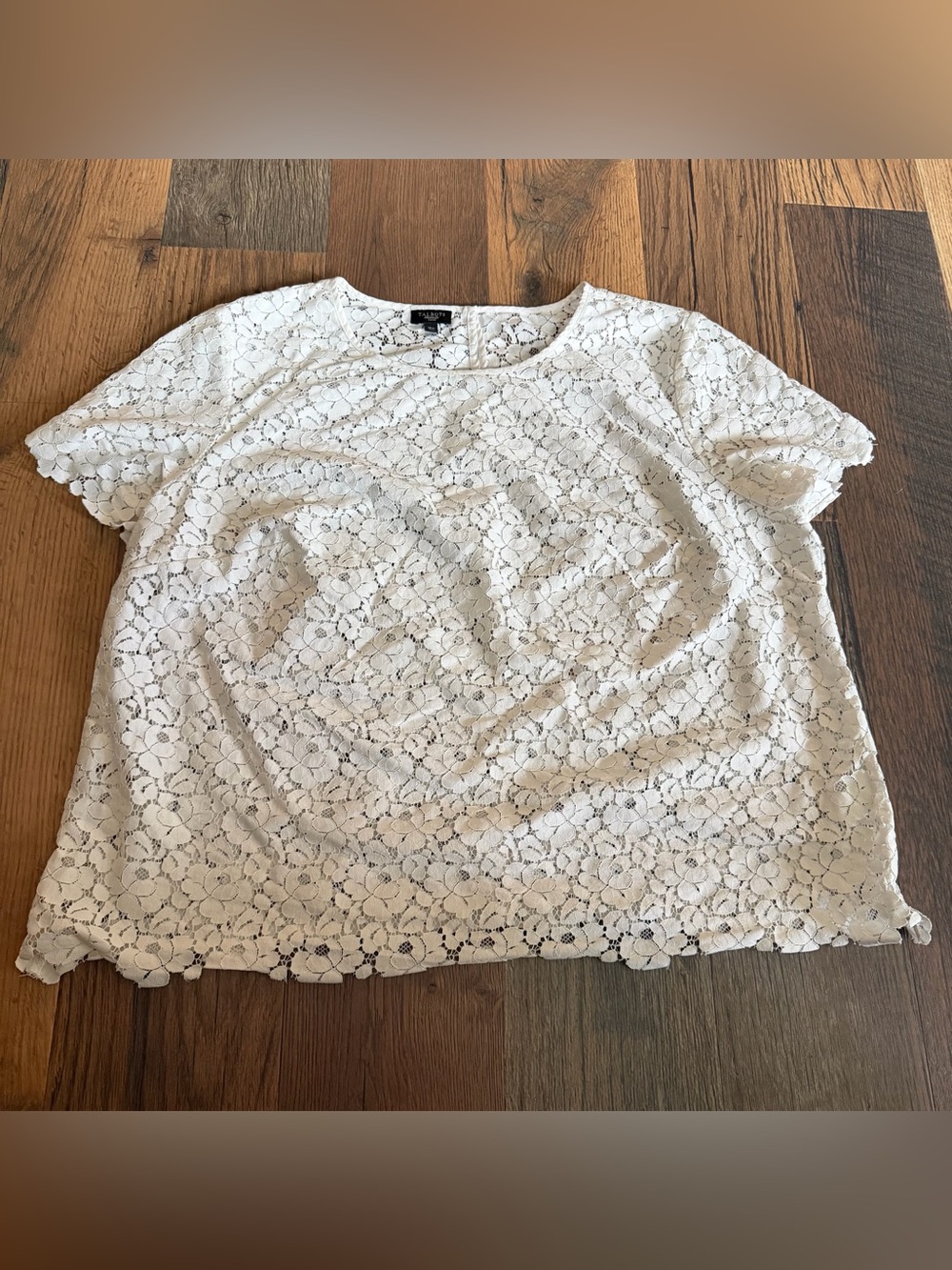 Talbots Cream Floral Lace Short Sleeve Blouse